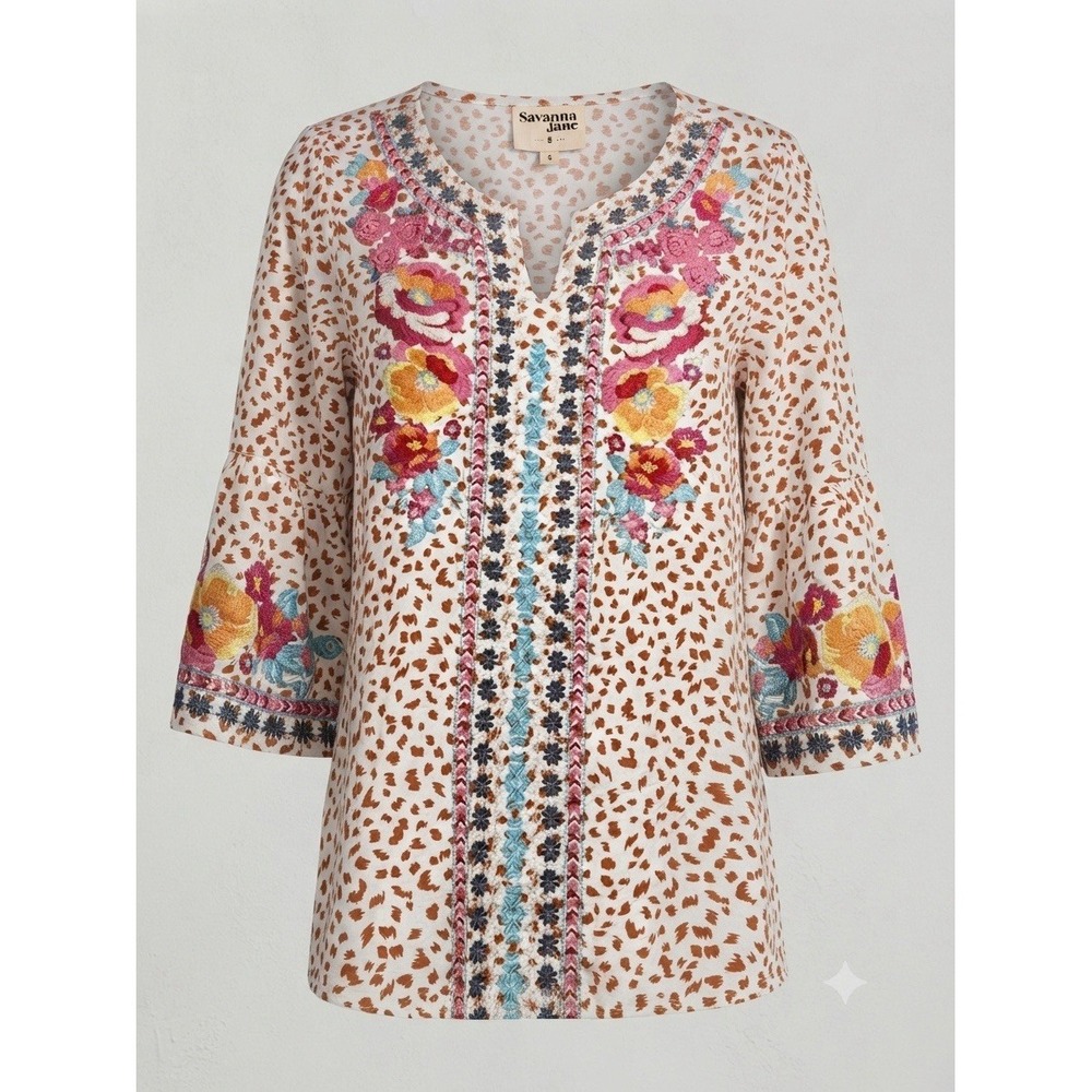 Savanna Jane Small Top Floral Embroidery Boho Country Boutique